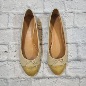 J Crew Beige and Gold Ballet Flats Size 8.5